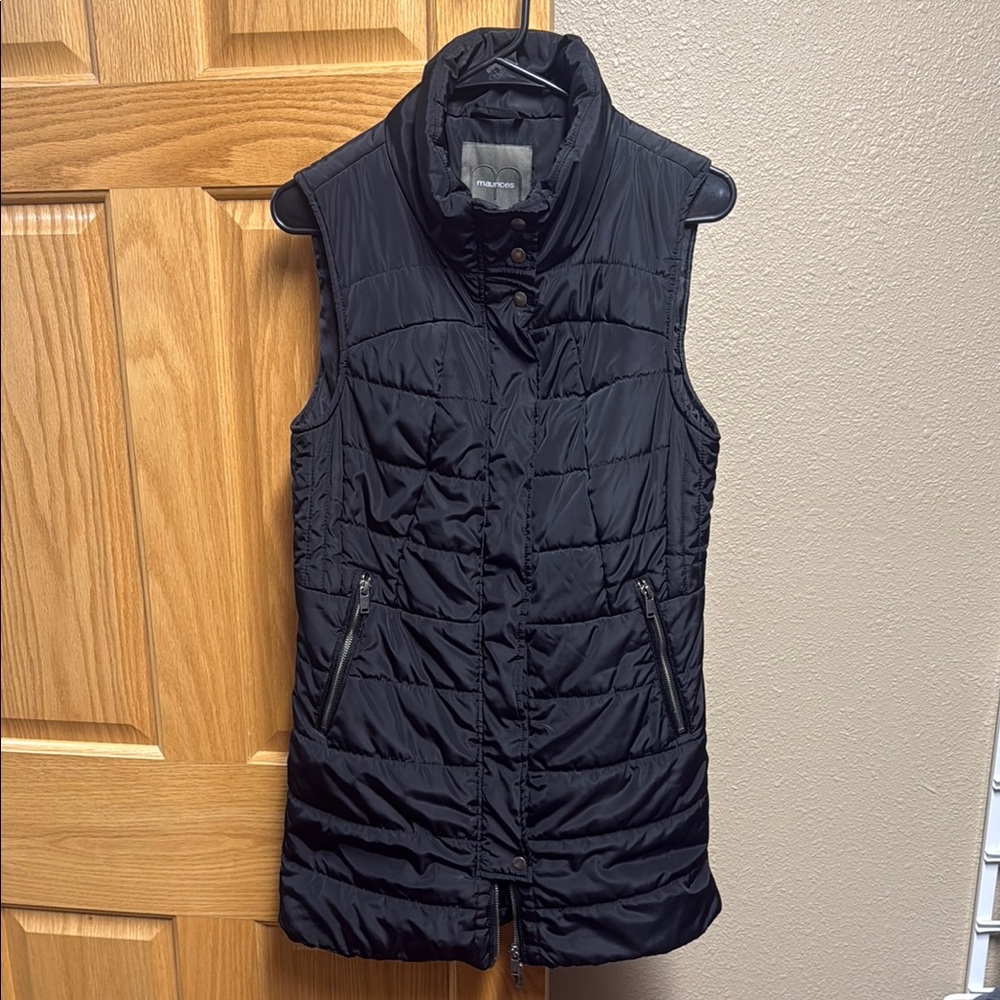 Maurices Black Quilted Vest with High Collar